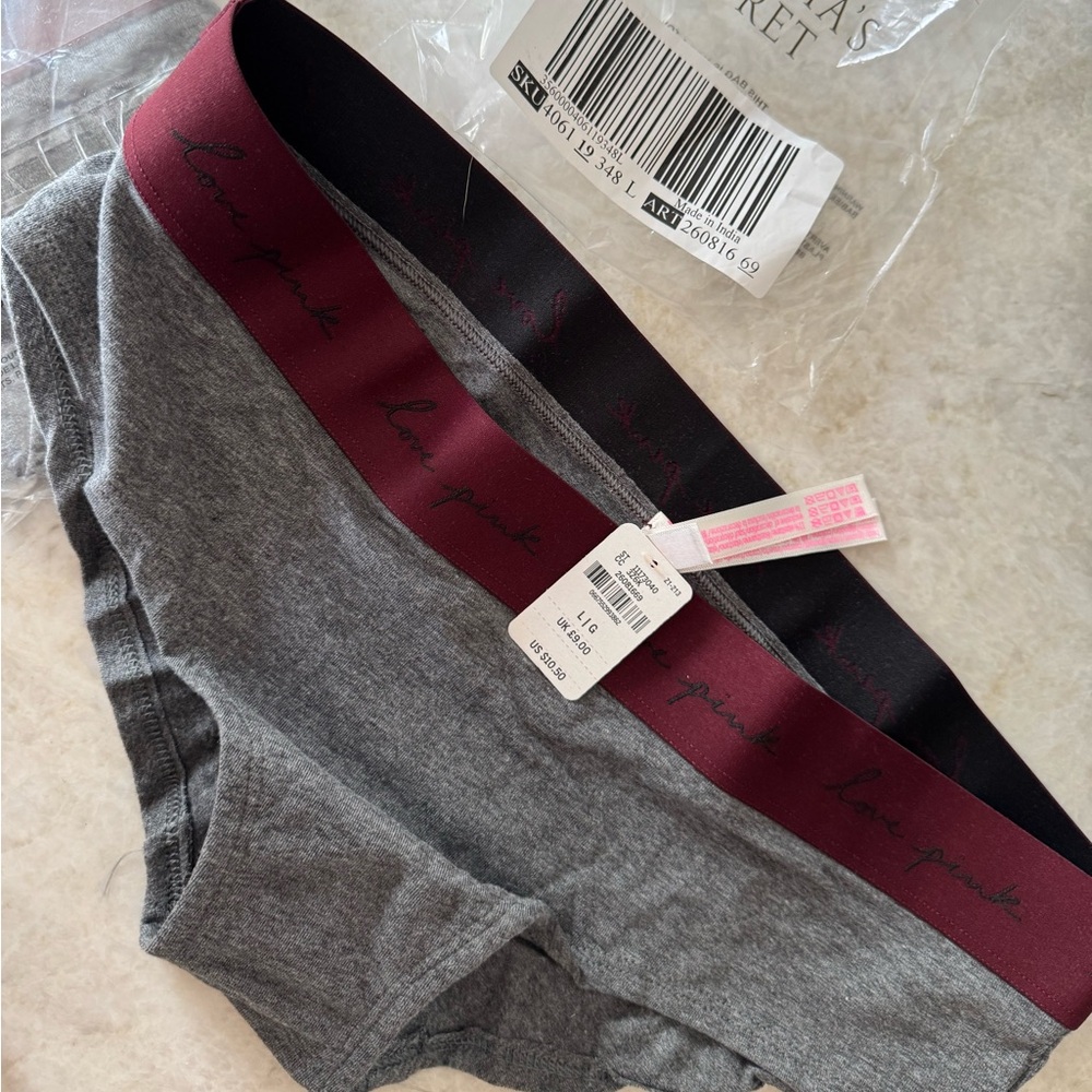 PINK! NWT size L thick band brief color, gray and maroon qty 2